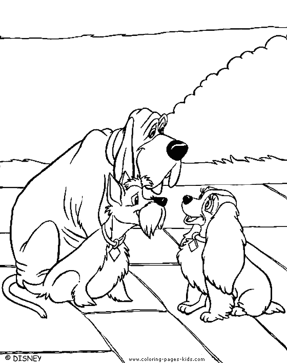 Lady and the Tramp color page, disney coloring pages, color plate, coloring sheet,printable coloring picture