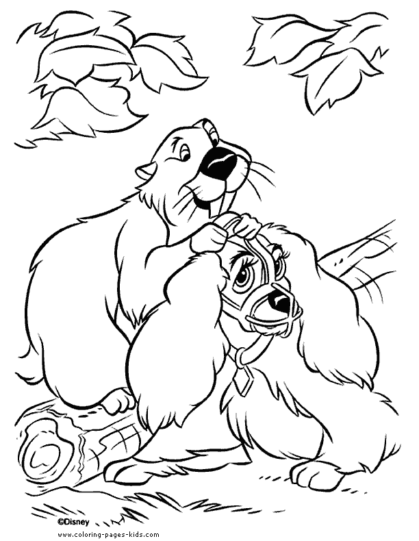 Lady and the Tramp color page, disney coloring pages, color plate, coloring sheet,printable coloring picture