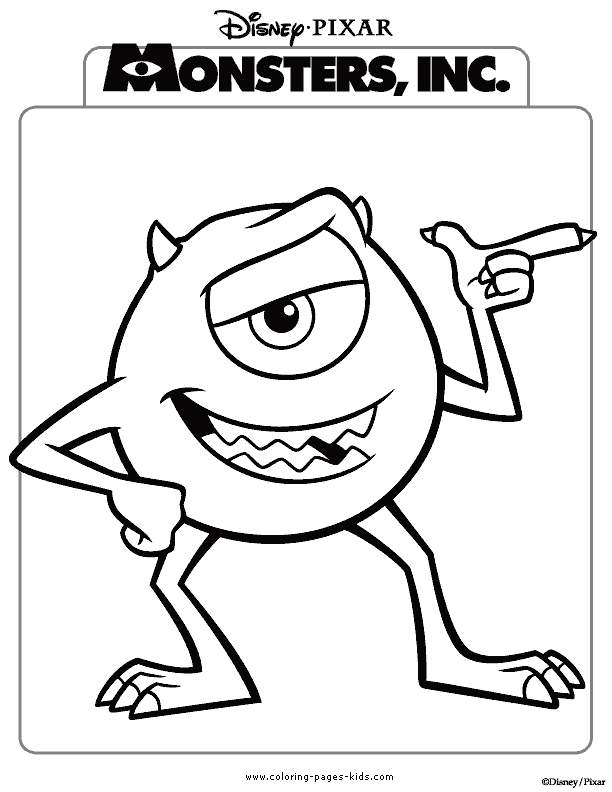 Monsters inc coloring pages. Free printable Disney coloring sheets for