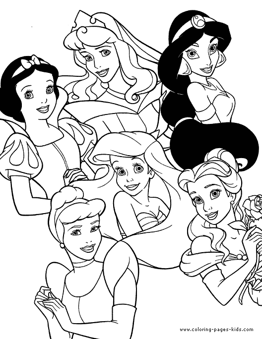 all the disney princesses coloring pages. Disney Princesses color page.