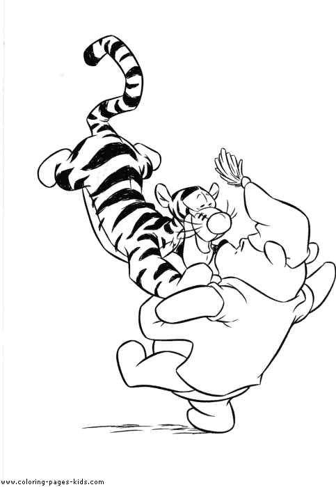 Winnie and Tigger, Winnie the Pooh color page, disney coloring pages, color plate, coloring sheet,printable coloring picture