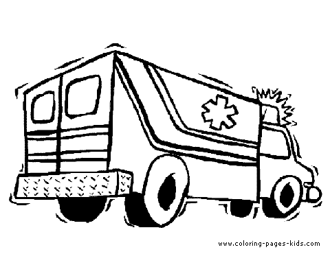 policeman coloring pages. Ambulance color page