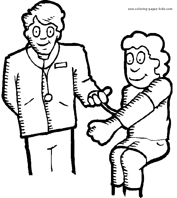 Doctors & Hospital coloring page, family people jobs coloring pages, color plate, coloring sheet,printable coloring picture