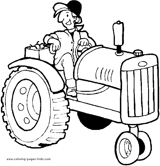 Farmer on a tractor color page 