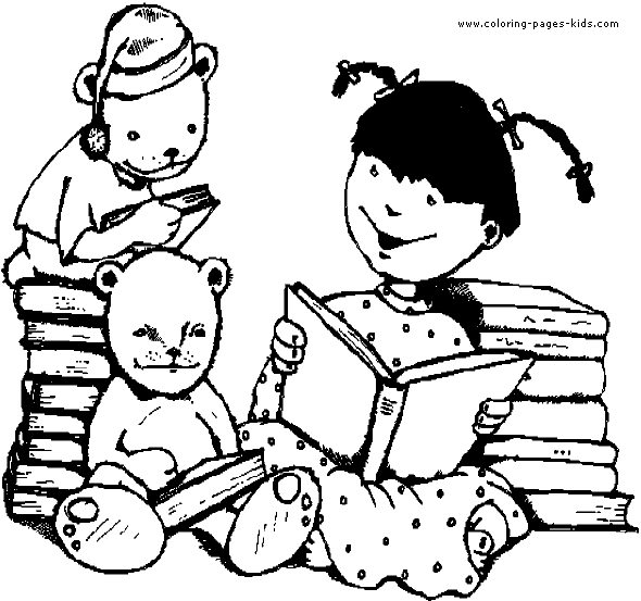 coloring pages children reading. Girls Coloring pages