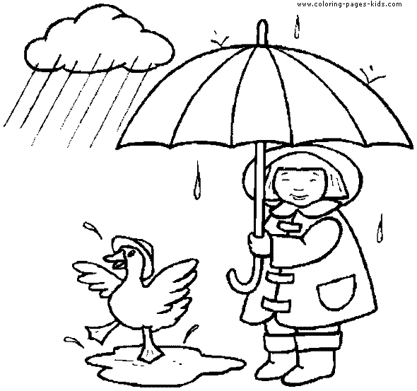 Girl in the rain Girl color page, family people jobs coloring pages, color plate, coloring sheet,printable coloring picture