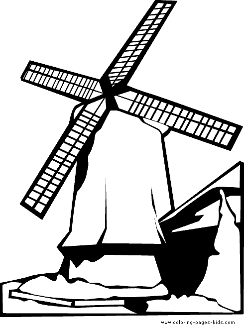 Windmill color page coloring picture sheet