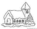 Snowy house coloring pages for kids