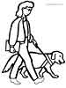 Blind girl with a guide dog coloring page