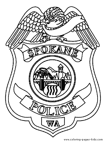 Police badge color page coloring sheet