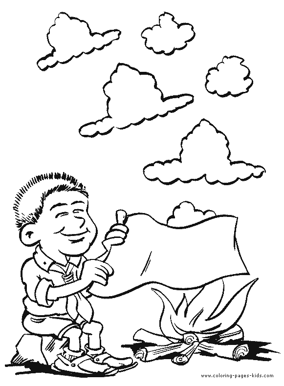 Making smoke signals Scouting color page, family people jobs coloring pages, color plate, coloring sheet,printable coloring picture