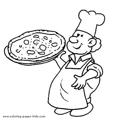 Pizza baker Job color page, family people jobs coloring pages, color plate, coloring sheet,printable coloring picture