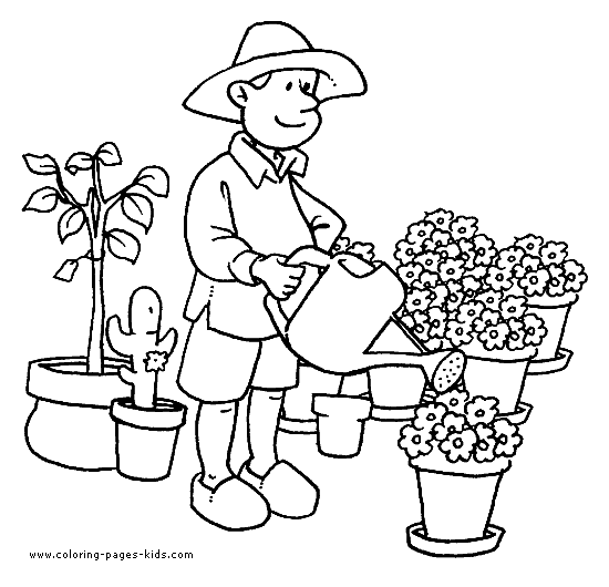Garnder Job color page, family people jobs coloring pages, color plate, coloring sheet,printable coloring picture