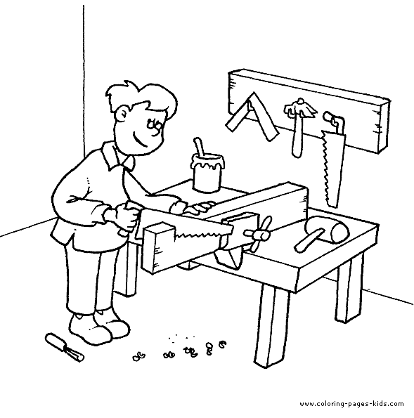 Woodworker Job color page, family people jobs coloring pages, color plate, coloring sheet,printable coloring picture