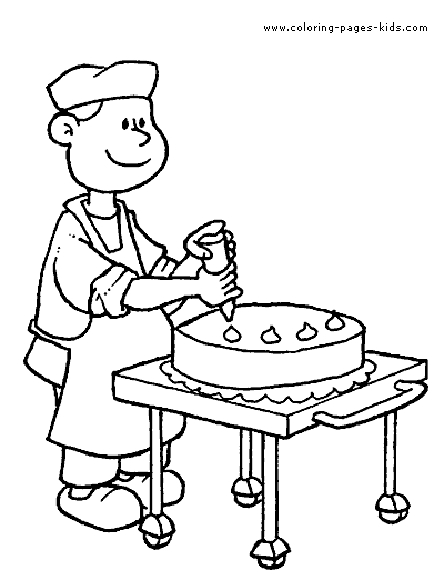 Job Color Page Coloring Pages Kids Family People Jobs Baker