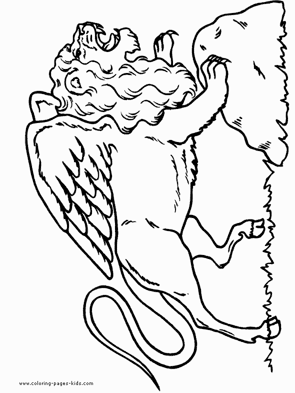 Lion with wings Monster color page Monster color page, fantasy medieval coloring pages, color plate, coloring sheet,printable coloring picture