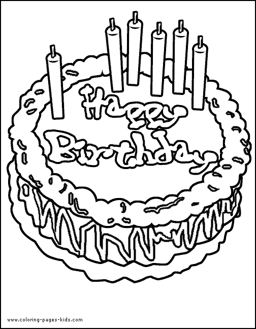 Birthday Cake with candles Birthday color page, holiday coloring pages, color plate, coloring sheet,printable color picture