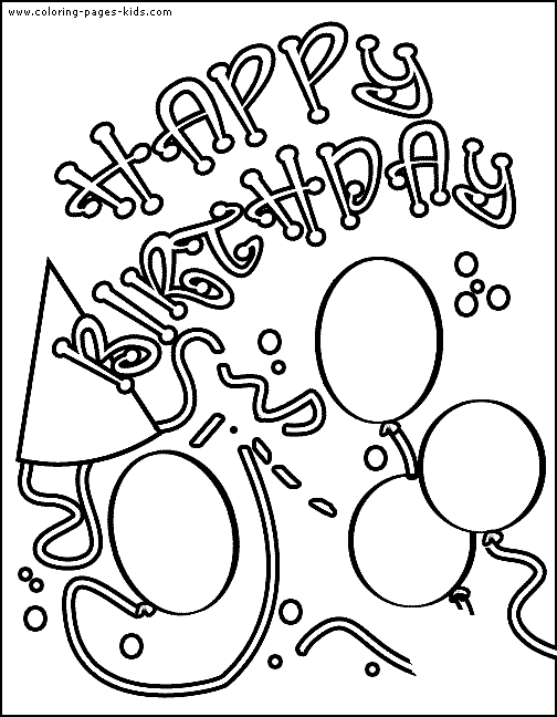 Birthday color page - Coloring pages for kids - Holiday & Seasonal