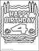 Birthday cake four years coloring page for kids