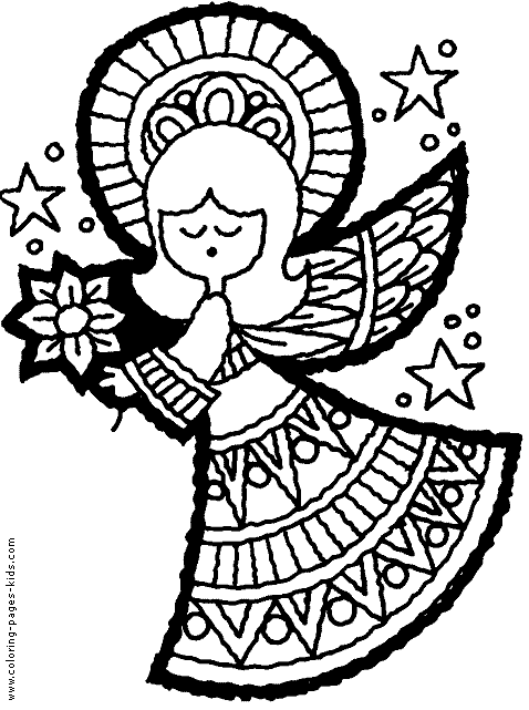 Christmas Angel Flower Color Page Coloring Pages Holiday Plate Sheet