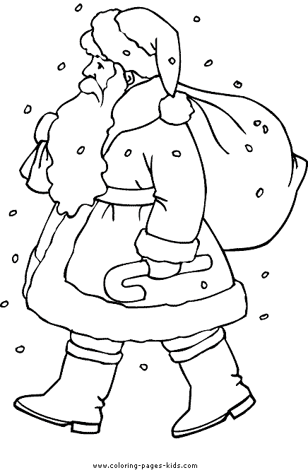 Santa Claus with presents coloring book page