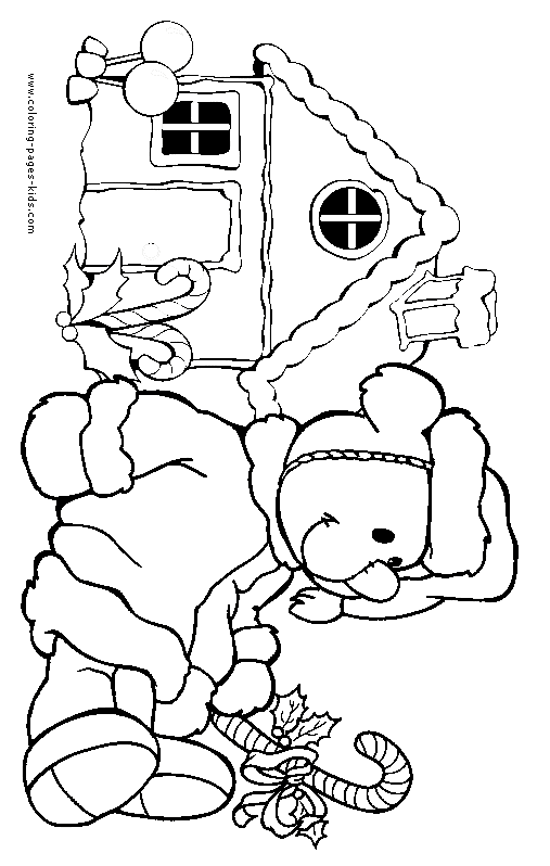 Christmas Cartoon Coloring Page - Christmas Scene