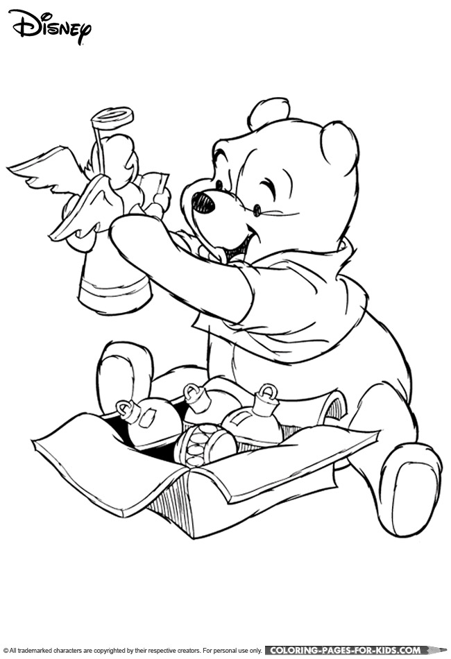 Winnie the Pooh Christmas coloring page
