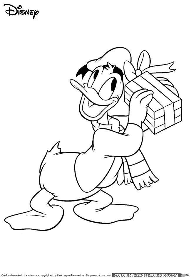 Donald Duck Christmas coloring page for kids