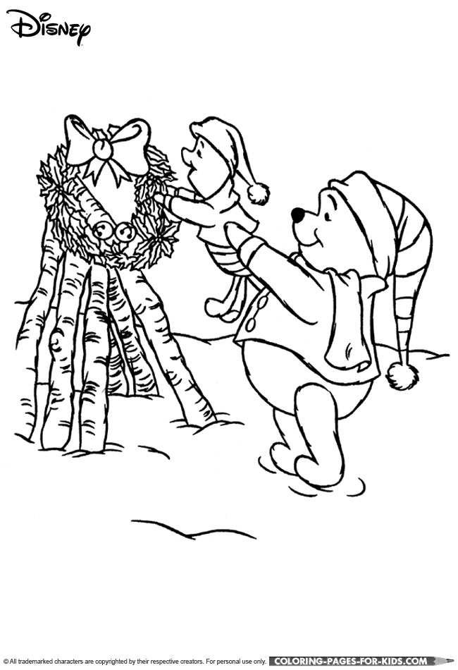 Winnie the Pooh Christmas coloring picture