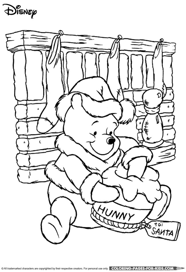 Winnie the Pooh Christmas free printable coloring page