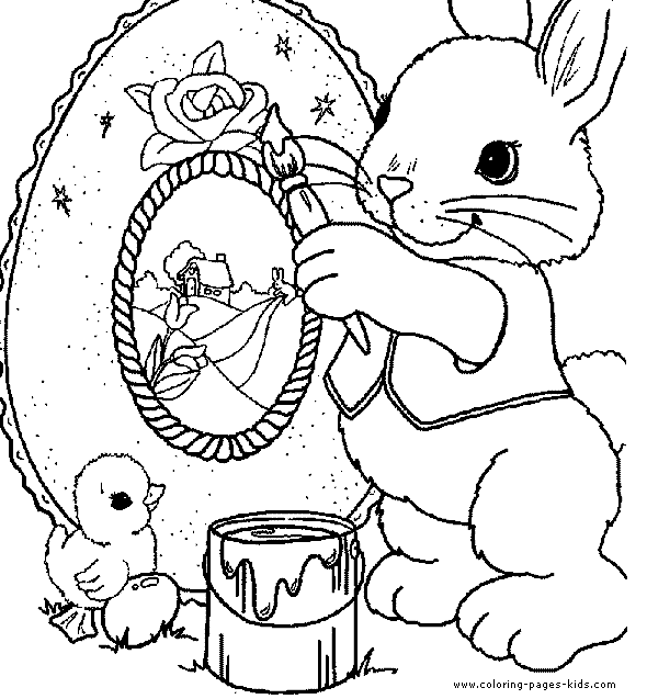 Easter Bunny Painting an Easter egg coloring page