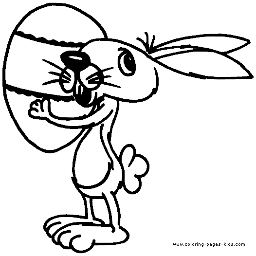 Easter bunny holding an easter egg coloring page