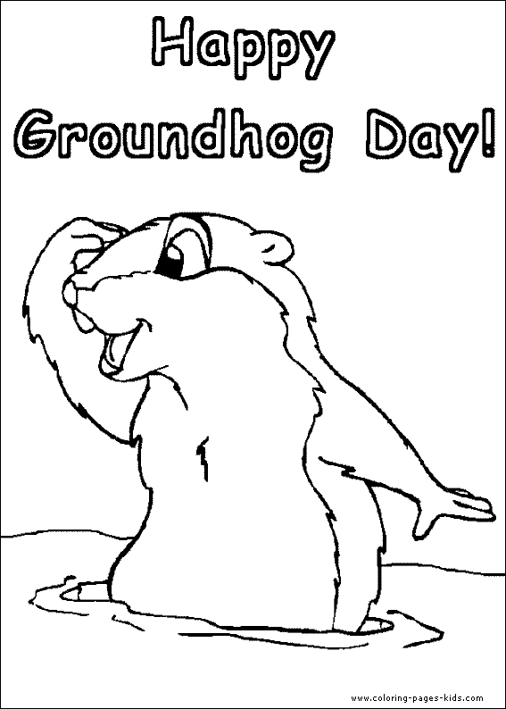 happy Groundhog Day color page, holiday coloring pages, color plate, coloring sheet,printable color picture