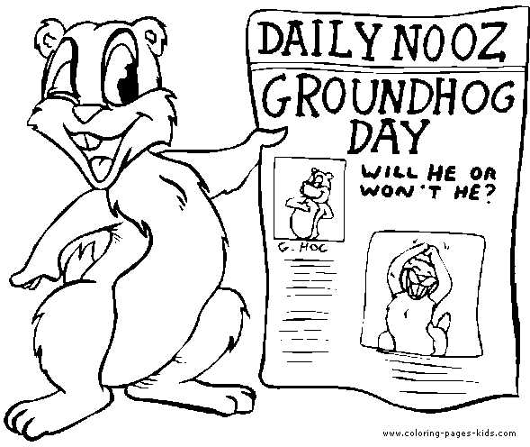 Groundhog news Groundhog Day color page, holiday coloring pages, color plate, coloring sheet,printable color picture