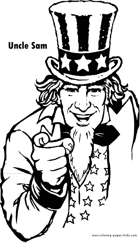 Uncle Sam New Year & 4th of July color page, holiday coloring pages, color plate, coloring sheet,printable color picture