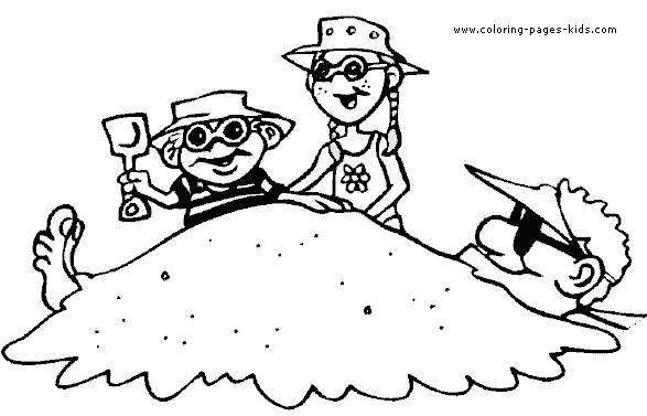 Family day at the beach Summer color page, holiday coloring pages, color plate, coloring sheet,printable color picture