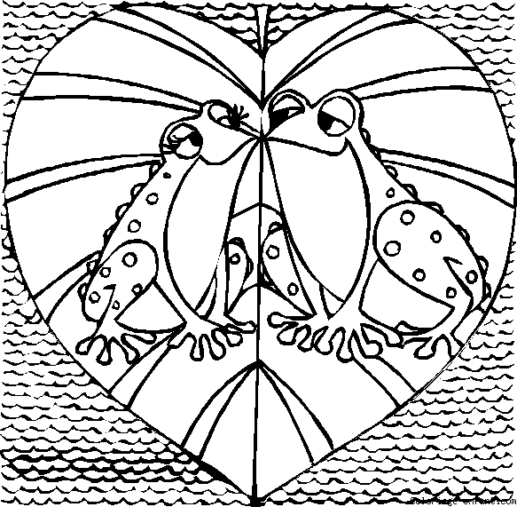 Frogs in love  color plate, coloring sheet,printable color picture