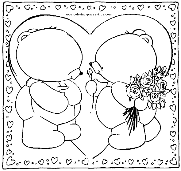 Forever Friends valentine's  Valentine's day color page, holiday coloring pages, color plate, coloring sheet,printable color picture