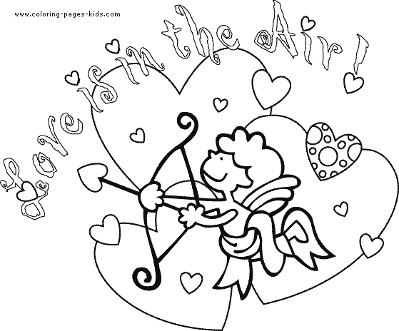 Valentine's day Card Love is in the air  Valentine's day color page, holiday coloring pages, color plate, coloring sheet,printable color picture