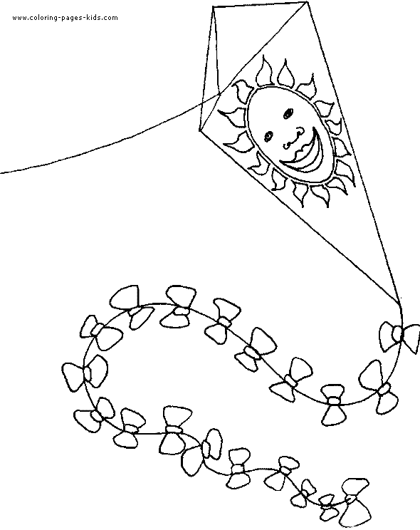 spring coloring pages for kids. Kite color page, coloring