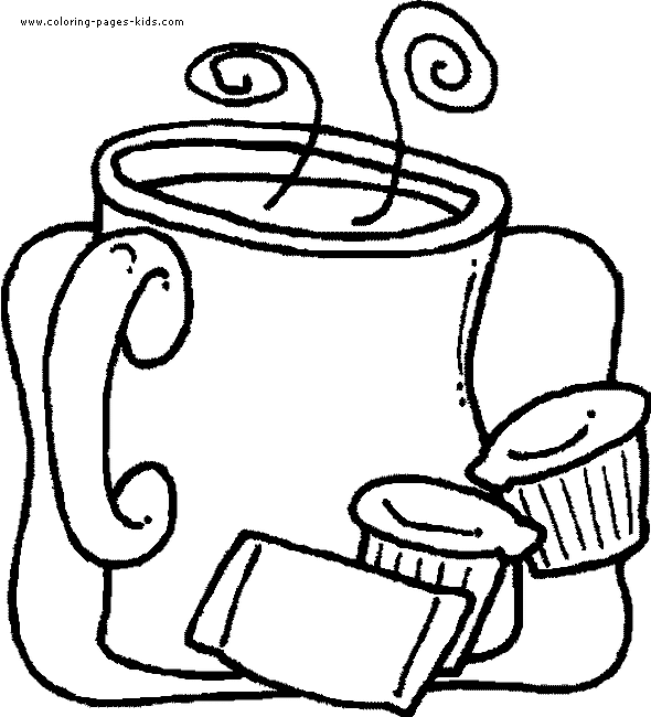 Drink and cakes, Drink coloring pages, color plate, coloring sheet,printable coloring picture