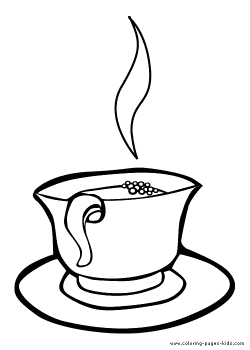 Cup of Tea color page coloring sheet