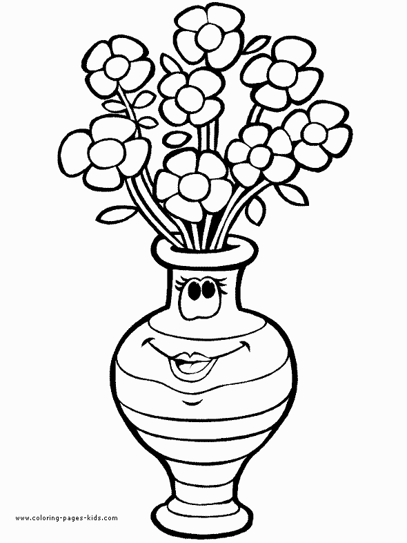 images of flowers in a vase. Flowers in a vase color page