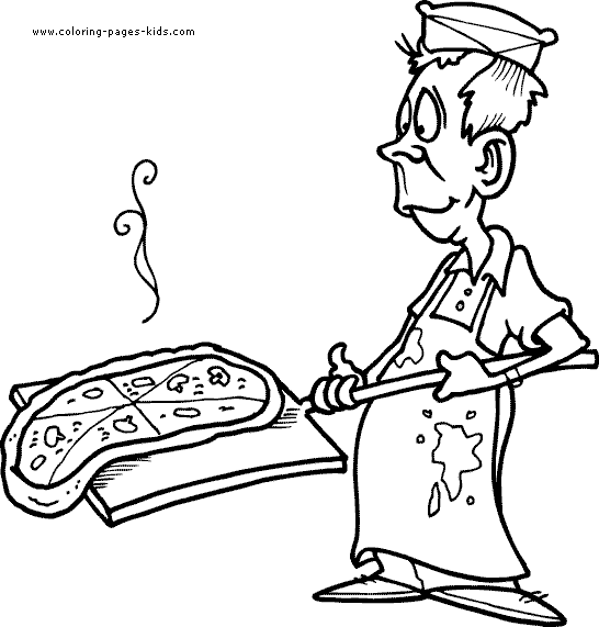 Pizza baker food coloring pages, color plate, coloring sheet,printable coloring picture