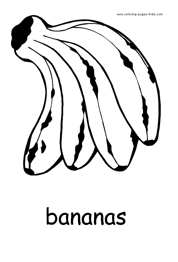Bananas fruit color page, Fruits coloring pages, color plate, coloring sheet,printable coloring picture