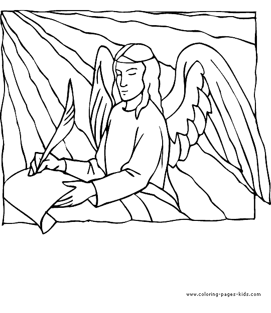 Angel writing Bible Story color page, religious, religion coloring pages, color plate, coloring sheet,printable coloring picture