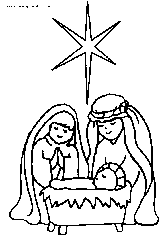 Mary, Josef and Baby Jesus Religious Christmas coloring page, religious, religion coloring pages, color plate, coloring sheet,printable coloring picture