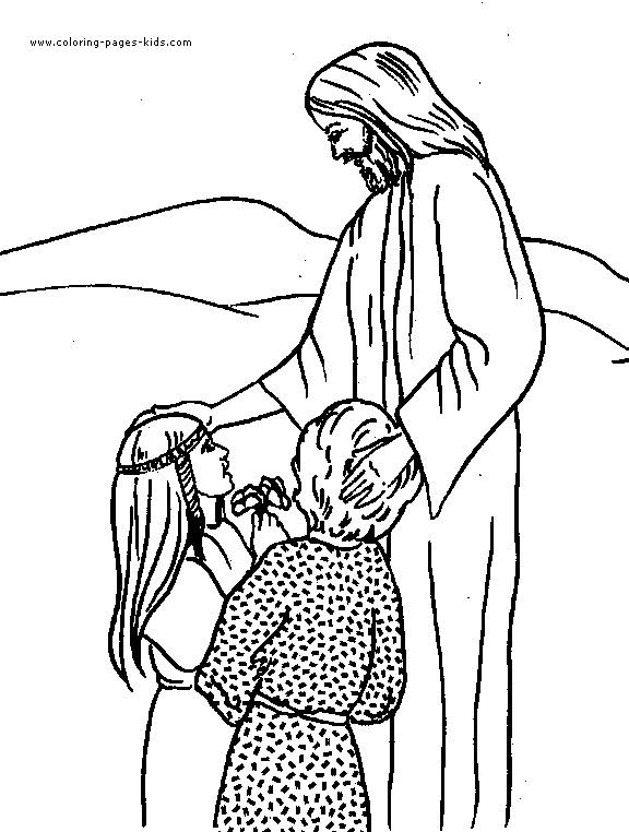 Jesus blessing children Religious Christmas coloring page, religious, religion coloring pages, color plate, coloring sheet,printable coloring picture