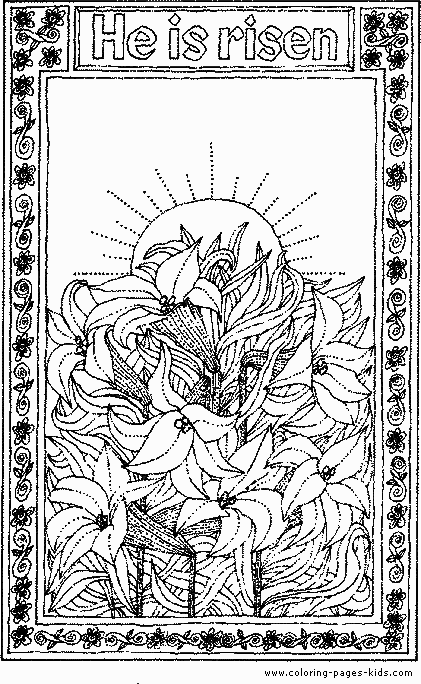 He Is Risen Color Page Religious Easter Color Page Coloring Pages 