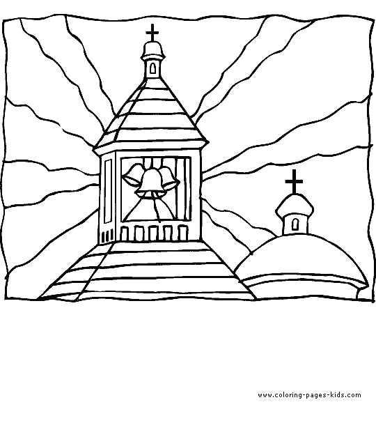 Curch bells are ringing color page Religious Items color page, religious, religion coloring pages, color plate, coloring sheet,printable coloring picture